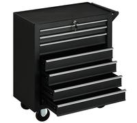 DURHAND Roller Tool Storage Chest Box Garage Workshop 7 Drawers - Black - 69L x 33W x 75H cm