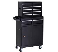 DURHAND Steel 4-Drawer Duo-Door Rolling Tool Cabinet Tool Chest On Wheels Black