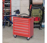 DURHAND Steel 7 Drawer Tool Storage Cabinet Tool Chest w/ Roll Wheels Red