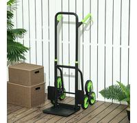 DURHAND Climbing Stairs Trolley Hand Trucks 6-Wheels Foldable Load Cart Steel, Green