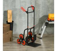 Durhand Trolley Hand Trucks 6-Wheels Foldable Load Cart Steel, Red