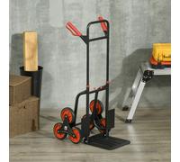 DURHAND Trolley Hand Trucks 6-Wheels Foldable Load Cart Steel, Red