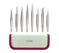 DURI 8-Piece S2 Alloy Precision Tweezers Set for Delicate Parts Crafts: Electronics, Jewellery, Soldering, Welding, Sewing, DIY & Experimental Work, with Premium Storage Case
