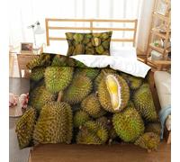 Durian Fruits-Tropical Exotic Style Duvet Cover Set 2 PCS Hotel Quality Quilt Cover Bedding Set Bed Covers with Pillowcases with Zipper Closure Breathable Stylish Comforter Single（135x200cm）