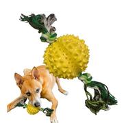 Durian Shape Dog Toy - Rope Knot Tue Resistant Ball, Interactive Treat Dispenser | Tough Training Aid for Puppies, Aggressive Cheekers, Outdoor Crate Entertainment, Durable Play Equipment for Dogs