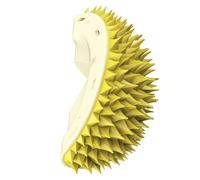 Durian-Shaped Cat Brush and Dog Groomer, Multifunctional Pet Scratch Massager Tool, Wall Corner Scratcher and Tooth Cleaning Comb, Yellow Cat Self Groomer, ABS+PVC, Catnip-Compatible Tickling Toy