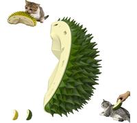 Durian Shaped Cat Self Groomer, Wall Mounted Corner Brush & Scratcher with Catnip, Interactive Massage Grooming Toy for Cats, Adhesive Tape Included, Plastic in Yellow Green, 15.5x7cm (Green)