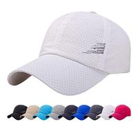 DURINM Mens Breathable Mesh Baseball Cap Quick Dry Ultralight Outdoor Sports for Men Women Adjustable Plain Trucker Mesh Back Casual Summer Sun Hat for Unisex Lightweight White
