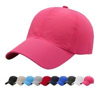 DURINM Trucker Cap for Mens Breathable Mesh Baseball Cap Quick Dry Ultralight Outdoor Sports Adjustable Plain Trucker Mesh Back Casual Summer Sun Hat for Unisex Lightweight Rose red