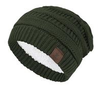 Durio Womens Knit Beanie Winter Thick Solid Fleece Lined Beanie Hats for Women Men Unisex Warm Skiing Beanies, V Army Green, One Size
