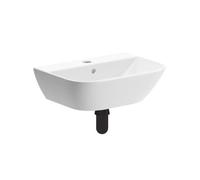 Durleigh Gloss White Rectangular Wall-Mounted Cloakroom Basin With Matt Black Bottle Trap (W)45Cm