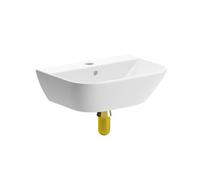 Durleigh White Rectangular Wall-Mounted Cloakroom Basin With Brass Effect Bottle Trap (W)45Cm