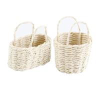 Durlo 2Pcs Mini Wicker Baskets with Handle Small Rattan Baskets for Dollhouse Decoration Easter Flower Girl DIY Projects