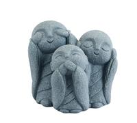 Durlo 3 Wise Monks Sculpture Set, See No Evil, Speak No Evil, Hear Figurines, Zen Buddhist Garden Ornaments, Monk Statues For Indoor Outdoor Decor