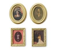 Durlo 4 PCS 1/12 Scale Dolls House Miniature Victorian Picture Frames Dollhouse Accessories