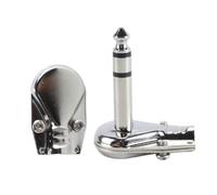 Durlo 4Pcs 6.35mm 1/4 Inch Stereo TRS Solder Connector 90 Degree Right Angle Flat Pancake Style DIY Audio Zinc Alloy Silver