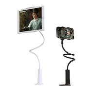 Durlo Cell Phone Holder, Universal 360 Flexible Mount for Desk Headboard Bedside, Mount Clamp Clip with 70cm Long Arm for 16 Pro Max & 4-7" Phone(White)