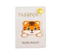 Durlo Cute Tiger Cartoon Passport Cover Document Holder Stylish Practical Polyurethane White Travel Organizer