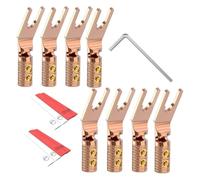 Durlo Speaker Connector 8 Pieces Y Flat Connector Screw Lock Pure Copper Gold-Plated Cable Lugs with Allen Key Spade for Speaker Cable Up To 4.5 Mm，Orange