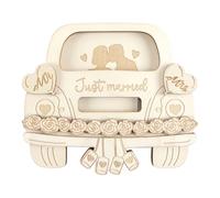 Durlo Wooden Handmade Money Gift, Bride and Groom With Car Pattern, Decorative Money Case for Wedding, Anniversary, Marriage