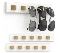 Durmmur 3 Pack Sunglass Organizer, Wall Mounted Sunglasses Organizer, Wooden Glasses Holder Sunglass Holder, Sunglasses Rack for Hanging Your Multiple Eyeglasses, for Wall, Home Decor(Cream)