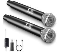 DURNYDT Microphone Wireless UHF Dual Channel Wireless Microphone System with Rechargeable Receiver Professional Handheld Microphones for Singing Dynamic Cardioid Mic for Church, Party, Stage, Speech