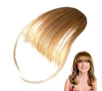 Duroecsain Clip-on Fringe for Women, Real Hair Pony, Clip-In Forehead Bangs for Women with Human Bangs - Girlfriend Sisters Bangs with Temples Everyday Hair Extensions for Photography