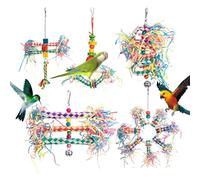 Duroecsain Toy for Birds, Climbing Toy for Cockatiels, 5-Piece Play Set, Chew Toy for Parakeets and