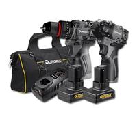 Durofix G12 Cordless Combi Drill and Sub-Compact Impact Driver Combo Kit with 2X 4.0Ah Batteries, Fast Charger, Canvas Bag, 50Nm Drill, 170Nm Impact Driver, LED Light - RK12136-K3G