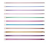 Duronge 11 pcs Coloured Afghan Crochet Hook, Aluminium Knitting Needles with Long Handle, 2.0 to 8.0 mm Lightweight Tunisian Crochet Hook Set, Knitting Accessories for Beginners, Adults, Professionals