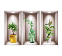 Duronge 3 Pack 3D Vase Wall Stickers, Vase Wall Tattoo Living Room, 3D Flower Vase Wall Tattoo for Bedroom Living Room Children's Room, 40x20cmas, Suciedad Y Polvo