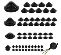 Duronge 60 Pieces of Cable Passage, 10 mm/20 mm/25 mm/30 mm Rubber Grommets, Tower-Shaped Cable Glands, Permanent Rubber Grommets, for Plugs, Cables, Wires, Electrical Appliances