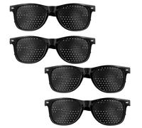 Duronge Set of 4 Pinhole Glasses, Eye Trainer, Black Vision Correction Glasses, Anti Fatigue, for Fatigue Relief, Relaxation and Eye Training