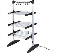 Duronic CA30 BK Electric Clothes Airer 3 Tier Heated Indoor Laundry Drying Rack with Washing Pegs 300W Foldable Sock Hanger Lightweight Garment Dryer Stand for Hats Gloves Small Spaces Home