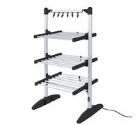 Duronic CA30 BK Electric Clothes Airer 3 Tier Heated Indoor Laundry Drying Rack with Washing Pegs 300W Foldable Sock Hanger Lightweight Garment Dryer Stand for Hats Gloves Small Spaces Home
