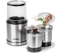 Duronic Electric Blade Coffee Grinder CG421, 2 in 1 Spice Grinder Kitchen Machine, Wet & Dry Grinding Mini Mill Hopper, 75g/220ml, 200W, 2X Stainless Steel Cups for Beans, Herbs, Nuts