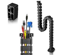 Duronic CM1DM BK Cable Management Spine, Height Adjustable Cable Snake for Sit Stand Desk, Four Channel Cord Organisers, Wire Tidy for Home Office Computer Workstations Holds 16+ Leads, 130cm, Black
