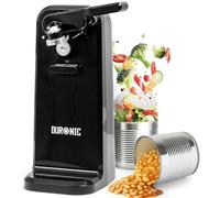 Duronic CO40 BK 3-in-1 Electric Can Opener & Tin Opener, 50W Stainless Steel Blade, Magnetic Lid Holder, Knife Sharpener & Bottle Opener, One Touch, Fits All Cans, Tins, for Arthritis, Seniors, Black