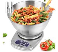 Duronic Digital Kitchen Scales Electronic Kitchen Scale with Bowl Measuring Weighing Scale Baking Scale for Cooking Baking Postal Pet Food Measurement Baker Weight Scale (KS5000SRSS)