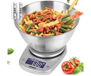 Duronic Digital Kitchen Scales Electronic Kitchen Scale with Bowl Measuring Weighing Scale Baking Scale for Cooking Baking Postal Pet Food Measurement Baker Weight Scale (KS5000SRSS)