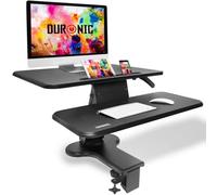 Duronic Dm05D13 Sit-Stand Desk Workstation, Desk Convertor, Manually Height Adjustable 12-40Cm, 64X44Cm Platform - Black