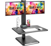 Duronic DM05D15 Standing Sitting Computer Workstation with Dual Monitor Stand | 65 x 51 cm Desk | Adjustable Height from 7 to 44 cm | Ultra Slim Ergonomic Space for Keyboard Mouse