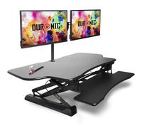 Duronic Standing Desk Converter DM05D4 BK Adjustable Sit Stand Desks Workstation Wood Height Adjusting Sitting Riser for Office Table PC Laptops Computer Monitor Screen Keyboard and Mouse