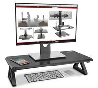 Duronic Dm06-1 Monitor Stand Riser 63X30Cm, Laptop And Screen Stand For Desktop, 10Kg Capacity, Mdf Wood - Black