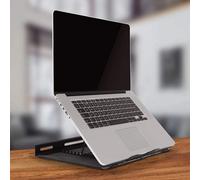 Duronic Dm074 Monitor Stand Riser, Adjustable Height, Multi-Use Desk Riser, For Tablet Or Macbook, 10Kg Capacity 33X28Cm (Black)