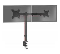 Duronic Dm152 2-Screen Monitor Arm With Desk Clamp And Vesa Brackets, Adjustable Height Tilt Swivel Rotation - 13-27 - Black