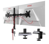 Duronic DM152 Dual Monitor Arm Desk Mount, Adjustable Ergonomic Stand 13-27 Inch Screens, Tilt Swivel 360° Rotation, Cable Management, VESA 75/100, 8kg per Arm, C-Clamp & Grommet, Black, Home Office