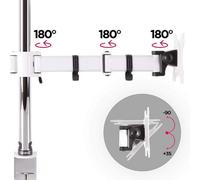 Duronic Dm252 /we 2-Screen Monitor Arm With Desk Clamp And Vesa Brackets, Adjustable Height Tilt Swivel Rotation - 13-27 - White