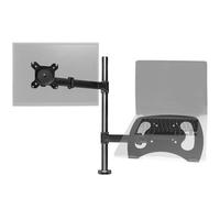 Duronic Dm25L1X1 2-Screen Monitor Laptop Stand Arm With Desk Clamp, Vesa Brackets, Adjustable Height Tilt Swivel - 13-27 - Black