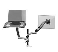 Duronic Dm65L1X1 2-Screen Monitor And Laptop Arm With Full Range Movement, Desk Clamp And Vesa Brackets - 8Kg - 15-27 - Black